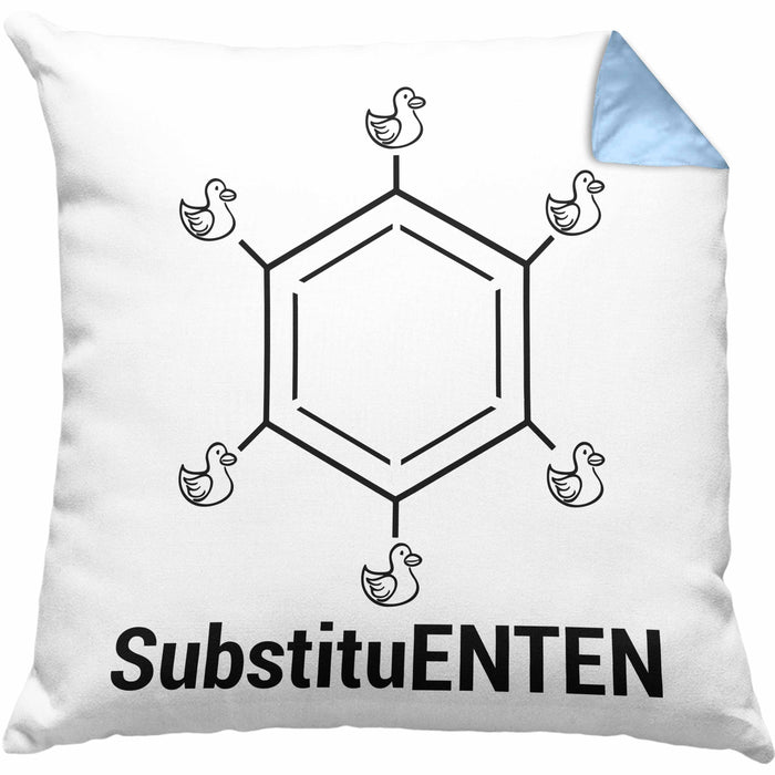 Chemie Kissen mit Füllung 40x40 SubstituENTEN Chemiker Witz Organische Chemie Ente Kaffee Geschenkidee (Grau) Blau Trendation