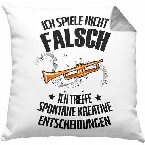 Kissen mit Füllung 40x40 Posaunist Geschenk Lustiges Geschenkidee Posaunen-Spieler (Grau) Grau Trendation