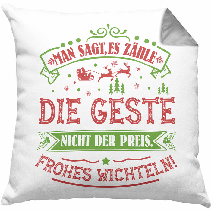 Wichtelgeschenk für 20 Euro Kissen mit Füllung 40x40 Wichteln für Frauen Kollegen Wichtel-Kissen mit Füllung 40x40 Man Sagt Es Zähle Die Geste Schrottwichteln (Grau) Grau Trendation