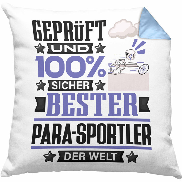 Para-Sportler Geschenk Lustiger Spruch für Para-Sportler Geschenkidee Bester Para-Sportler Der WeltKissen mit Füllung 40x40 (Grau) Blau Trendation