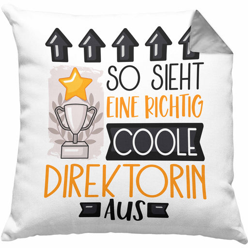 Direktorin Geschenk Kissen mit Füllung 40x40 Lustig Geschenkidee für Direktorin Geburtstag So Sieht Eine Richtig Coole Direktorin Aus Frauen Spruch (Grau) Grau Trendation