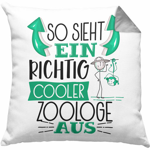 Zoologe Kissen mit Füllung 40x40 Geschenk So Sieht Ein RIchtig Cooler Zoologe Aus Geschenkidee Lustiger Spruch Geburtstag (Grau) Grau Trendation