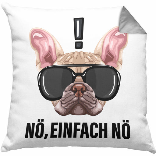 Nö Einfach Nö Kissen mit Füllung 40x40 Geschenk für Mops-Besitzer für Freundin Sarkasmus Humor (Grau) Grau Trendation