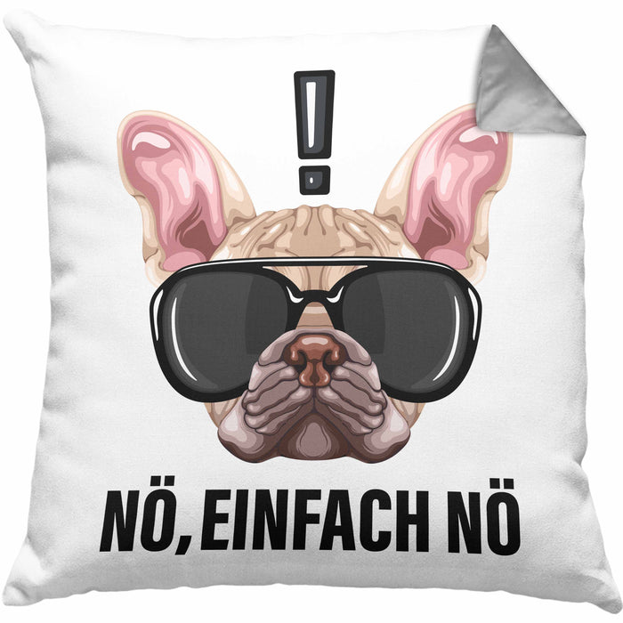 Nö Einfach Nö Kissen mit Füllung 40x40 Geschenk für Mops-Besitzer für Freundin Sarkasmus Humor (Grau) Grau Trendation