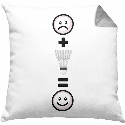 Badminton Kissen mit Füllung 40x40 Geschenk für Badminton-Spieler Trainer Lustige Geschenkidee :( + Badminton = :) Geburtstag (Grau) Grau Trendation