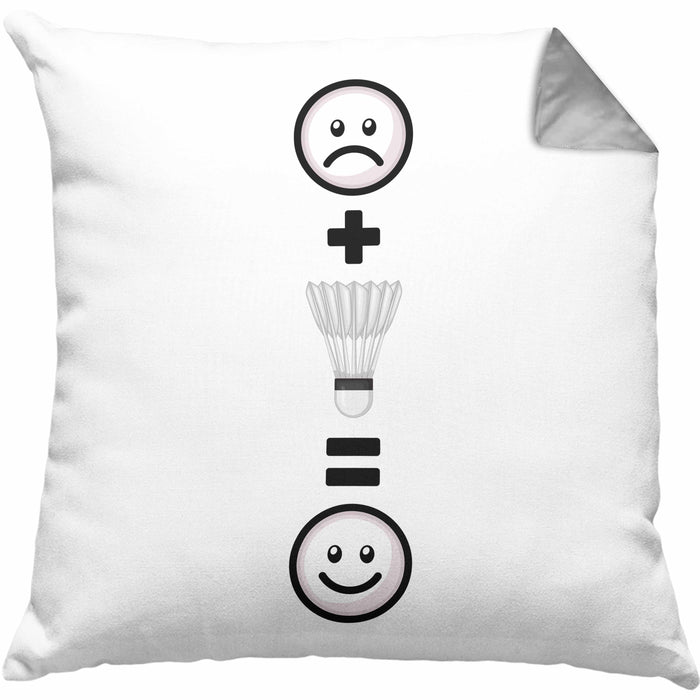 Badminton Kissen mit Füllung 40x40 Geschenk für Badminton-Spieler Trainer Lustige Geschenkidee :( + Badminton = :) Geburtstag (Grau) Grau Trendation
