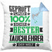 Tauchlehrer Geschenk Lustiger Spruch für Tauchlehrer Geschenkidee Bester Tauchlehrer Der WeltKissen mit Füllung 40x40 (Grau) Blau Trendation