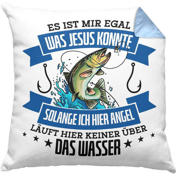 Lustige Kissen mit Füllung 40x40 für Angler Lustiger Spruch Geschenkidee (Grau) Blau Trendation