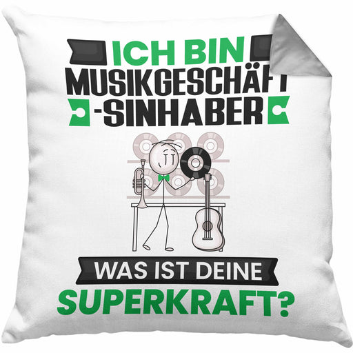 Musikgeschäftsinhaber Kissen mit Füllung 40x40 Geschenk für Musikgeschäftsinhaber Geburtstag Lustiger Spruch Was Ist Deine Superkraft (Grau) Grau Trendation