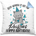 Geburtstag Kissen mit Füllung 40x40 Geschenk Lustiger Spruch Männer Frauen Älter Werden Ist Nichts Für Puss*** Happy Birthday (Grau) Blau Trendation