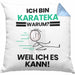 Karateka Geschenk Kissen mit Füllung 40x40 Lustiger Spruch Ich Bin Karateka Warum Weil Ich Es Kann Geschenkidee Bester Karateka Geburtstag (Grau) Blau Trendation