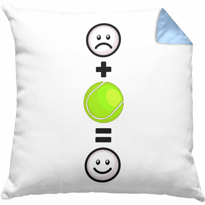 Tennis Kissen mit Füllung 40x40 Geschenk für Tennisspieler Männer Frauen Lustige Geschenkidee :( + Tennisball = :) Geburtstag (Grau) Blau Trendation