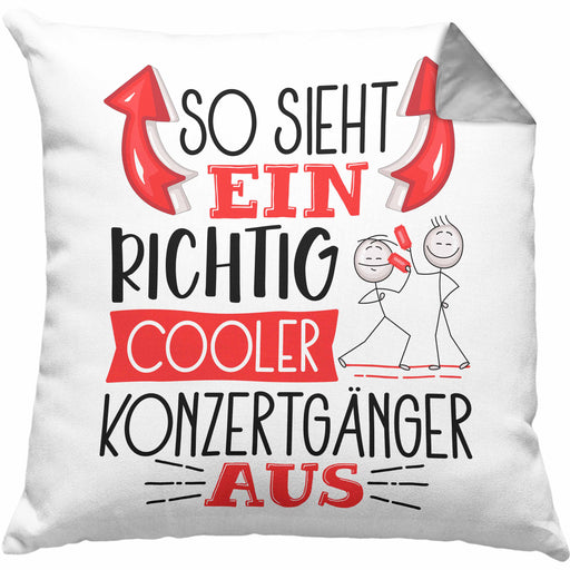 So Sieht Ein Richtig Cooler Konzertgänger Aus Geschenk Kissen mit Füllung 40x40 Lustiger Spruch Geschenkidee (Grau) Grau Trendation