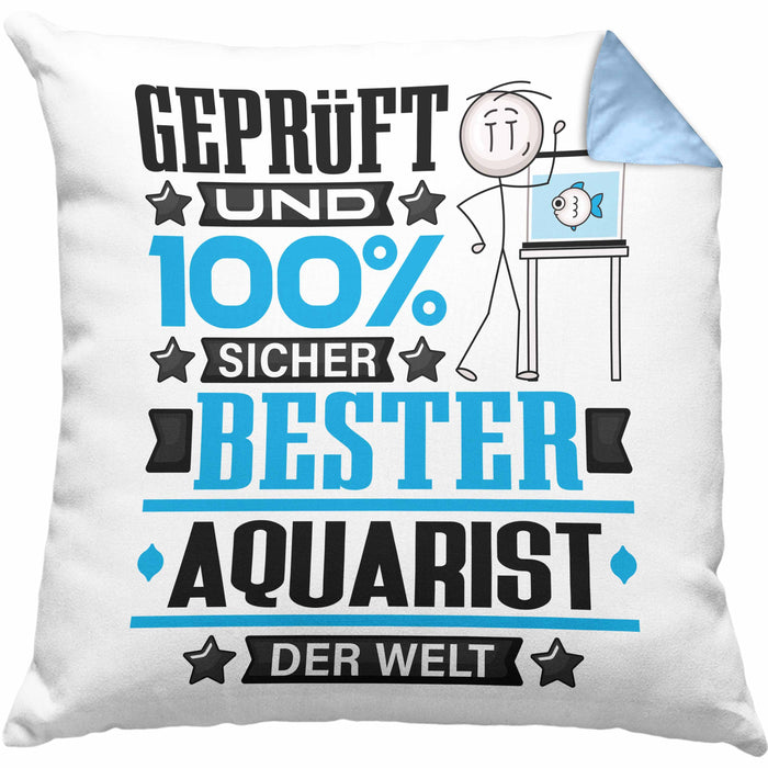 Aquarist Geschenk Lustiger Spruch für Aquarist Geschenkidee Bester Aquarist Der WeltKissen mit Füllung 40x40 (Grau) Blau Trendation