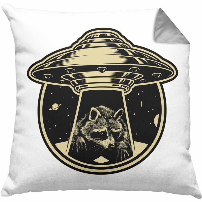 Waschbär Geschenk Kissen mit Füllung 40x40 Ufo Alien Waschbär-Liebhaber Geschenkdidee (Grau) Grau Trendation