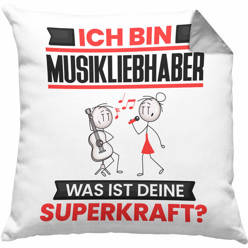 Musikliebhaber Kissen mit Füllung 40x40 Geschenk für Musikliebhaber Geburtstag Lustiger Spruch Was Ist Deine Superkraft (Grau) Grau Trendation