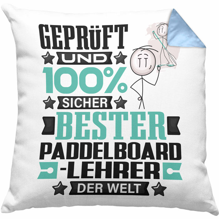 Paddelboard-Lehrer Geschenk Lustiger Spruch für Paddelboard-Lehrer Geschenkidee Bester Paddelboard-Lehrer Der WeltKissen mit Füllung 40x40 (Grau) Blau Trendation