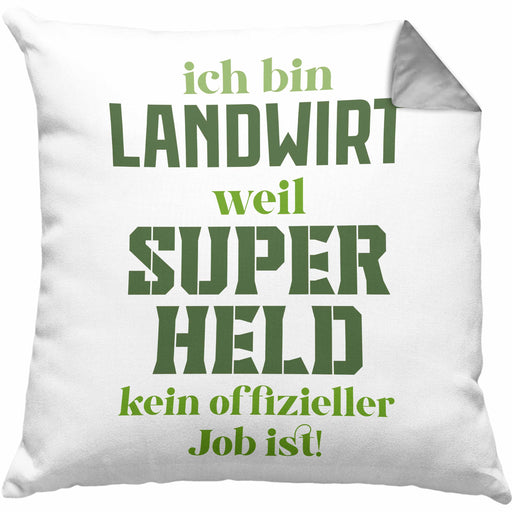 Landwirt Geschenk Kissen mit Füllung 40x40 Landwirtschaft Geschenke für Männer Traktor Spruch Superheld (Grau) Grau Trendation