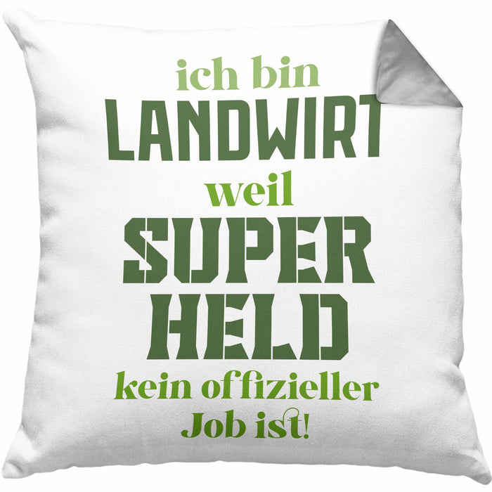 Landwirt Geschenk Kissen mit Füllung 40x40 Landwirtschaft Geschenke für Männer Traktor Spruch Superheld (Grau) Grau Trendation