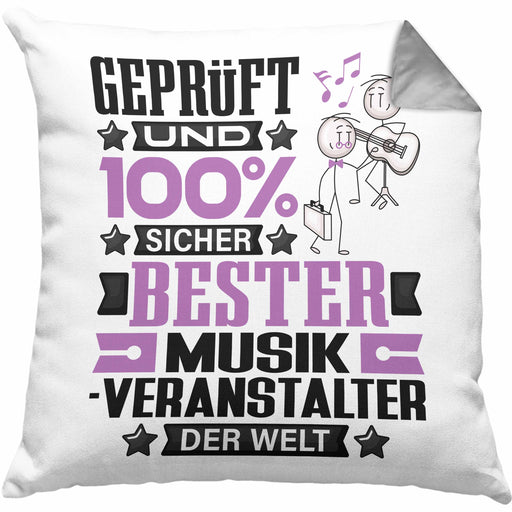 Musikveranstalter Geschenk Lustiger Spruch für Musikveranstalter Geschenkidee Bester Musikveranstalter Der WeltKissen mit Füllung 40x40 (Grau) Grau Trendation