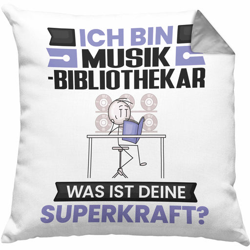 Musikbibliothekar Kissen mit Füllung 40x40 Geschenk für Musikbibliothekar Geburtstag Lustiger Spruch Was Ist Deine Superkraft (Grau) Grau Trendation