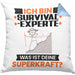 Survival-Experte Kissen mit Füllung 40x40 Geschenk für Survival-Experte Geburtstag Lustiger Spruch Was Ist Deine Superkraft (Grau) Blau Trendation