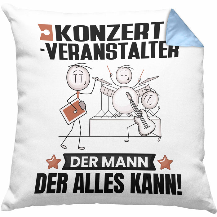 Konzertveranstalter Kissen mit Füllung 40x40 Geschenk für Konzertveranstalter Der Mann Der Alles Kann Geschenkidee zum Geburtstag (Grau) Blau Trendation