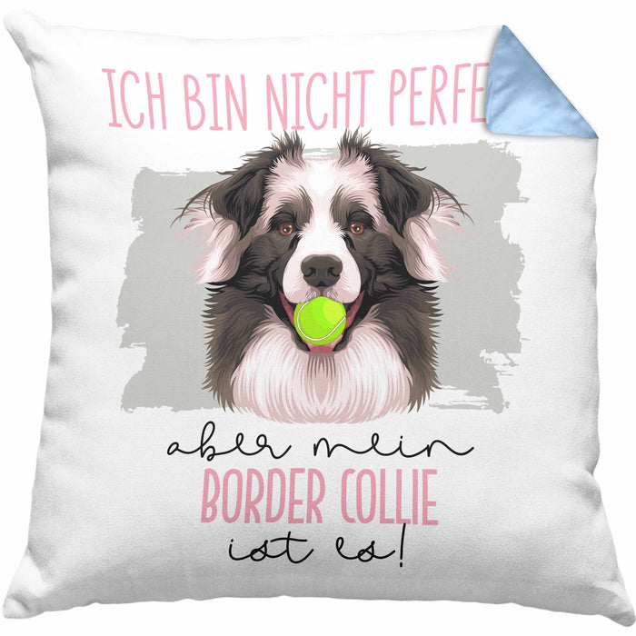 Border Collies Besitzer Kissen mit Füllung 40x40 Geschenk Lustiger Spruch Geschenkidee Besitzerin Ich Bin Nicht toll Aber Mein Border Collies Ist Es (Grau) Blau Trendation