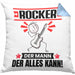 Rocker Kissen mit Füllung 40x40 Geschenk für Rocker Der Mann Der Alles Kann Geschenkidee zum Geburtstag (Grau) Blau Trendation