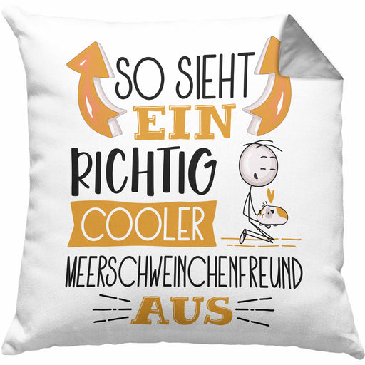Meerschweinchenfreund Kissen mit Füllung 40x40 So Sieht Ein Richtig Cooler Meerschweinchenfreund Aus Geschenk Lustiger Spruch Geschenkidee (Grau) Grau Trendation