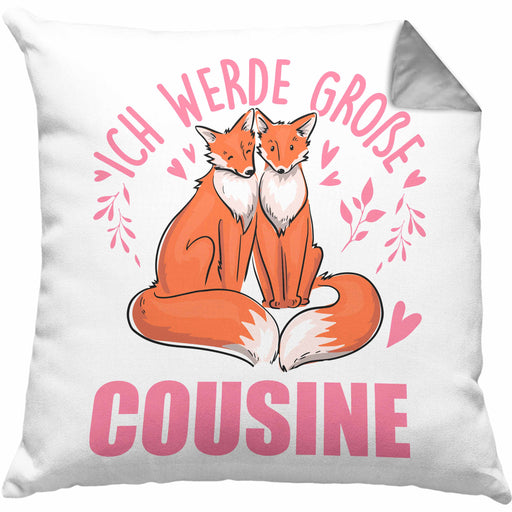 Du Wirst Große Cousine Kissen mit Füllung 40x40 Geschenk Ich Werde Große Cousine Nachwuchs (Grau) Grau Trendation