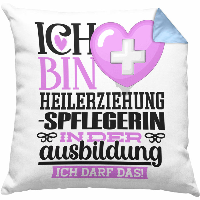 Heilerziehungspflegerin Ausbildung Start Geschenk Kissen mit Füllung 40x40 Ich Bin Heilerziehungspflegerin In Der Ausbildung Ich Darf Das Geschenkidee (Grau) Blau Trendation