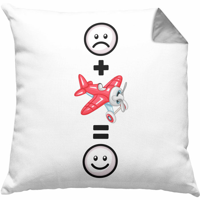Kunstflugzeug Kissen mit Füllung 40x40 Geschenk für Kunstflieger Geburtstag Lustige Geschenkidee :( + Kunstflieger = :) (Grau) Grau Trendation