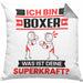 Boxer Kissen mit Füllung 40x40 Geschenk für Boxer Geburtstag Lustiger Spruch Was Ist Deine Superkraft (Grau) Grau Trendation