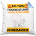 Hundeausführer Kissen mit Füllung 40x40 Geschenk Lustiger Spruch Geschenkidee für Hundeausführer Achtung Hochleistungs Hundeausführer Bei Der Arbeit (Grau) Blau Trendation