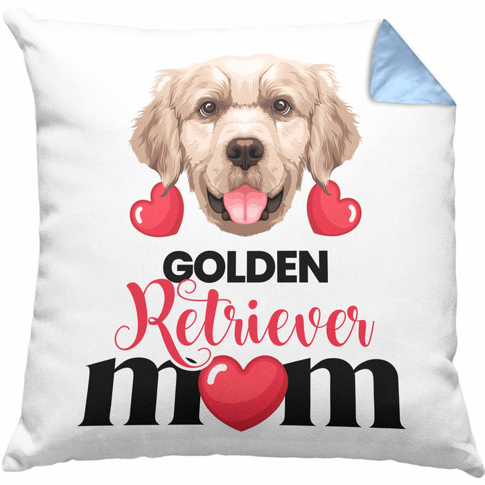 Golden Retriever Besitzer Mom Mama Kissen mit Füllung 40x40 Geschenk Lustiger Spruch Geschenkidee Golden Retriever Besitzerin (Grau) Blau Trendation