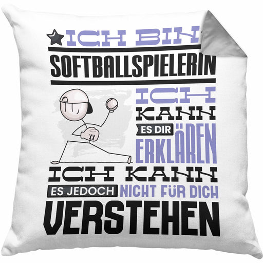 Softballspielerin Geschenk Kaffee-Kissen mit Füllung 40x40 Geschenkidee für Softballspielerin Ich Bin Softballspielerin Ich Kann Es Dir Erklären Jedoch Nicht Für Dich Verstehen Spruch Lustig (Grau) Grau Trendation