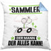 Sammler Kissen mit Füllung 40x40 Geschenk für Sammler Der Mann Der Alles Kann Geschenkidee zum Geburtstag (Grau) Blau Trendation