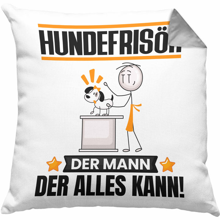 Hundefrisör Kissen mit Füllung 40x40 Geschenk für Hundefrisör Der Mann Der Alles Kann Geschenkidee zum Geburtstag (Grau) Grau Trendation