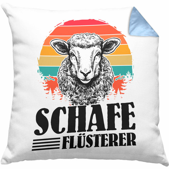 Schaf Kissen mit Füllung 40x40 Geschenk für Schaf-Hirte Schaf Flüsterer Geschenkdiee (Grau) Blau Trendation