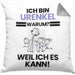 Urenkel Geschenk Kissen mit Füllung 40x40 Lustiger Spruch Ich Bin Urenkel Warum Weil Ich Es Kann Geschenkidee Bester Urenkel Geburtstag (Grau) Grau Trendation