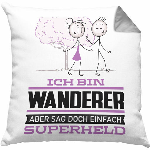 Wandern Geschenk Kissen mit Füllung 40x40 Ich Bin Wandern Aber Sag Doch Einfach Superheld Lustige Geschenkdiee für Wandern (Grau) Grau Trendation