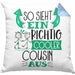 Cousin Kissen mit Füllung 40x40 Geschenk So Sieht Ein RIchtig Cooler Cousin Aus Geschenkidee Lustiger Spruch Geburtstag (Grau) Blau Trendation