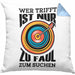 Bogenschießen Kissen mit Füllung 40x40 mit Bogenschütze Spruch - Geschenk für Pfeil und Bogen Fans Wer Trifft Ist Nur Zu Faul Zum Suchen (Grau) Blau Trendation