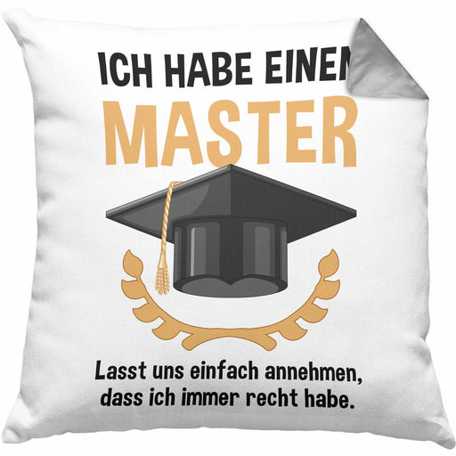 Master Prüfung Kissen mit Füllung 40x40 bestanden Geschenk Abschluss Masterarbeit Exam Prüfung Graduation (Grau) Grau Trendation
