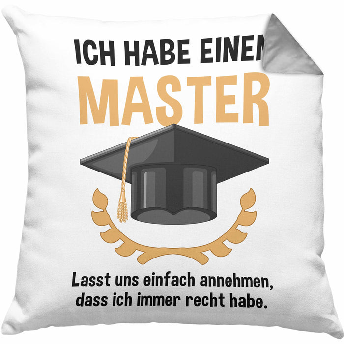 Master Prüfung Kissen mit Füllung 40x40 bestanden Geschenk Abschluss Masterarbeit Exam Prüfung Graduation (Grau) Grau Trendation