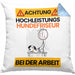 Hundefriseur Kissen mit Füllung 40x40 Geschenk Lustiger Spruch Geschenkidee für Hundefriseur Achtung Hochleistungs Hundefriseur Bei Der Arbeit (Grau) Blau Trendation