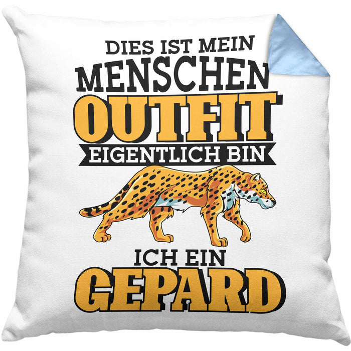 Lustige Gepard Kissen mit Füllung 40x40 Spruch Kostüm Geschenkidee (Grau) Blau Trendation