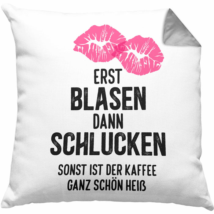 Lustige Kissen mit Füllung 40x40 Versauter Humor 18+ Geschenk Erst Blasen Dann Schlucken Erwachsene (Grau) Grau Trendation