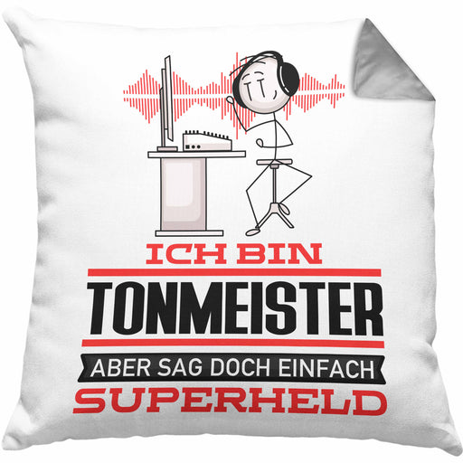 Tonmeister Geschenk Kissen mit Füllung 40x40 Ich Bin Tonmeister Aber Sag Doch Einfach Superheld Lustige Geschenkdiee für Tonmeister (Grau) Grau Trendation